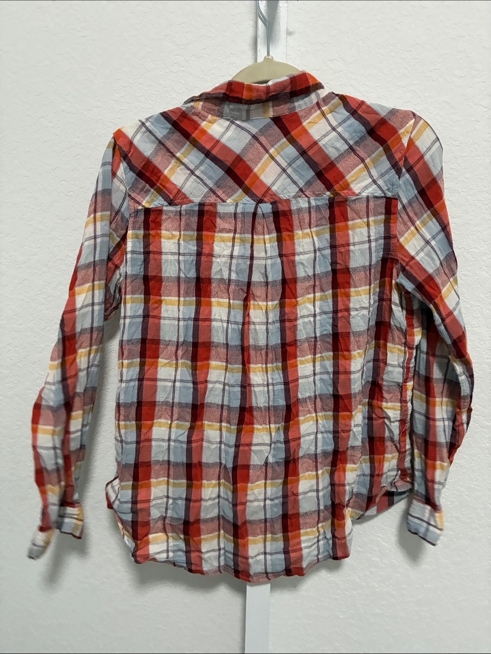 Lucky Brand Orange Plaid Long Sleeve Button-Down Shirt - Picture 5 of 7